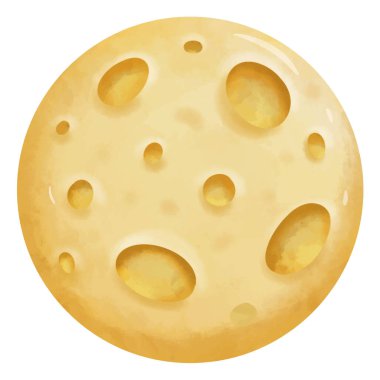 Suluboya resim stilinde ay çizimi, suluboya el boyası ay, ay klipsli sanat, klipsli sanat, dolunay klipsi sanatı, dolunay vektörü dolunay, beyaz arka planda izole edilmiş.