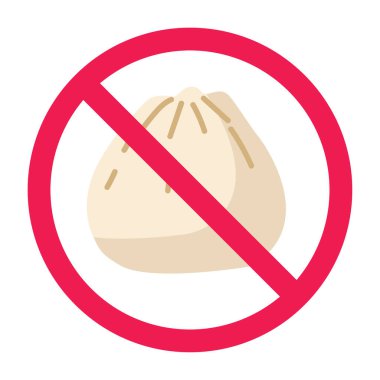 Hamur köftesi gamzesi işareti yok, yasak simge işareti, hamur köftesi yasağı sembolü, kırmızı çapraz daire sembollü siomay, gamsum kısıtlama simgesi