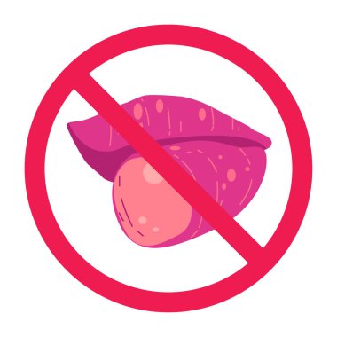 Tatlı patates işareti yok, yasak patates işareti, tatlı patates yeme, tatlı patates yasaklama sembolü, tatlı patates ikonu yok, kırmızı çizgili tatlı patates