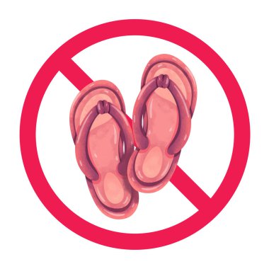 Parmak arası terlik yok, parmak arası terlik yok, tabela yok, sandalet yok, tabela giyilmez, terlik ve sandalet giyilmez.