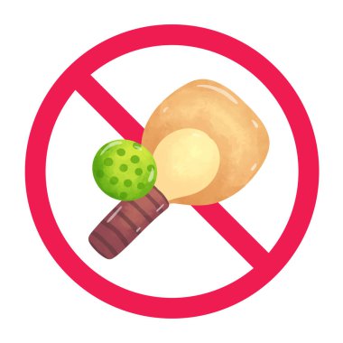 Pickleball tabelası yok. Pickleball tabelası yok. Pickleball raketi ve kırmızı çemberli top.