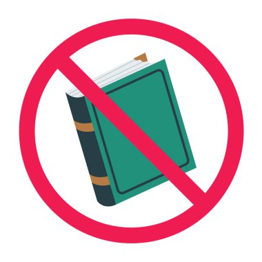 Kitap işareti yok, yasak kitap işareti, kırmızı çarpı işareti olan kitap, kısıtlı kitap kullanımı simgesi, kitap sembolü okuma
