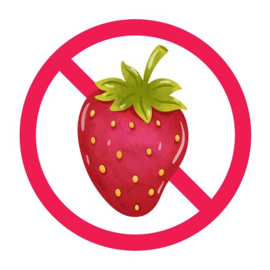 Çilek işareti yok, çilek tabelası yasak, çilek ikonu yemeyi kesin, çilek uyarısı yemeyin.