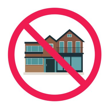 Ev tabelası yok, yasak emlak simgesi yok, emlak tabelası yok, kırmızı çarpı işaretli ev, ev tabelası yasak.