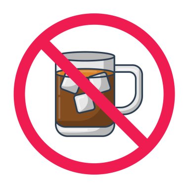 Buzlu çay tabelası yok, buzlu çay tabelası yok, soğuk çay ikonu yok, buzlu çay sembolü içmeyi bırak, Jangan minum es teh