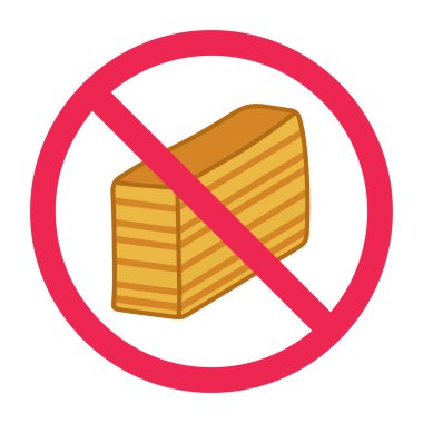 Tatlı pasta işareti yok, tatlı yemek tabelası yok, kırmızı işaretli kue lapis resmi, şekerli tatlı sembolü yok, tatlı ikonu yasaklanmış.