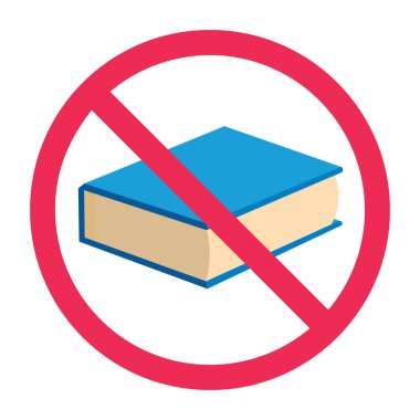 Kitap işareti yok, yasaklanmış kitap işareti, yasaklanmış simge okuma, simge okumayı bırak, yasaklı kitap vektörü