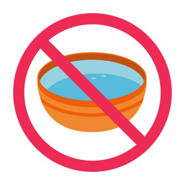 Su kabı işareti yok, yasak su havzası ikonu, su kasesi yasaklanmış sembol, yasak su kabı ikonu