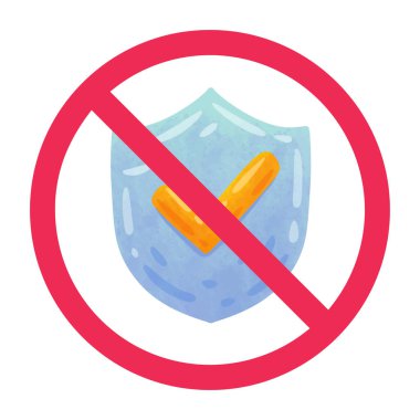 Kalkan işareti yok, koruma işareti yok, koruma sembolü çizimi yasak.