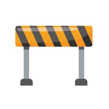Yol çalışması, güvenlik çiti ve uyarı işareti tasarımı için inşaat bariyeri vektör klipsi sanatı