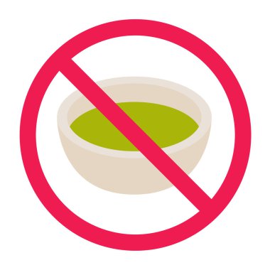 Yeşil sos işareti yok, yeşil baharat kullanmayın, düz tasarım vektör çizimi