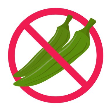 Bamya işareti vektörü, yasak kadın parmağı ve gıda alerjisi veya diyet kısıtlaması için bhindi sembolü yok.