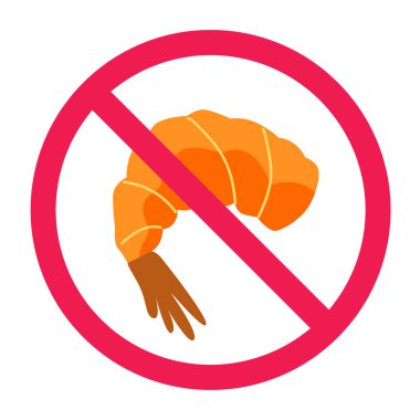 Karides işareti yok, karides kuyruğu işareti yok, karides sembolü yok, düz tasarım vektör çizimi