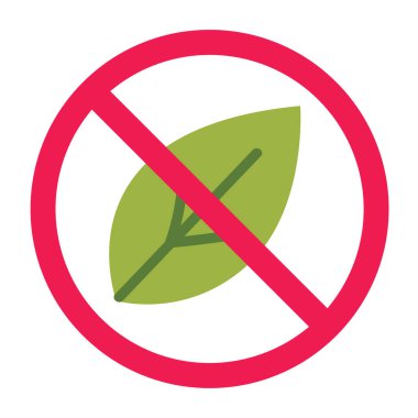 Yaprak işareti yok, yeşil yaprak sembolü yok, yaprak işareti yok, düz vektör çizimi