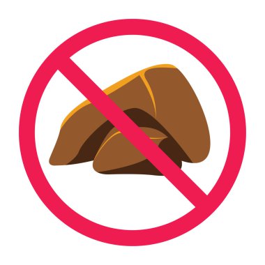 Taş işareti yok, taş simgesi yasak, kaya işareti yasak, düz vektör illüstrasyonu