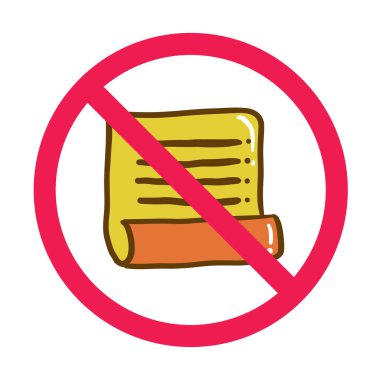 Yasak liste işareti, alışveriş listesi işareti yok, yasaklı görev listesi sembolü 