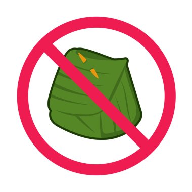 Muz yapraklarına sarılı yasak tabela, yassı vektör çizimi