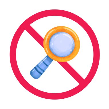 Yasak işareti olan büyüteç, arama ya da analize izin yok