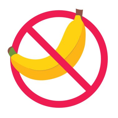 Muz meyvesi ikonlu yasak tabela, muz işareti yok, muz yasaklı sembol