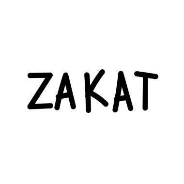 Zeka kaligrafi vektörü, zekat metni el yazısı, beyaz arkaplanda izole edilmiş harf vektörü çizimi, el yazısı