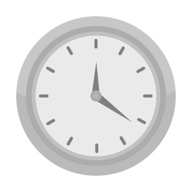 Düz tasarım tarzında gri saat simgesi, gri analog duvar saat vektör illüstrasyonu, zaman klip sanatı