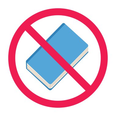 Okuma işareti yok, kitap işareti okumayın, kitap yasaklı sembol, düz vektör illüstrasyonu