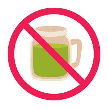 Yeşil içecek işareti yok, yasak kibrit yeşil çay tabelası, yeşil meyve suyu yasak sembol 