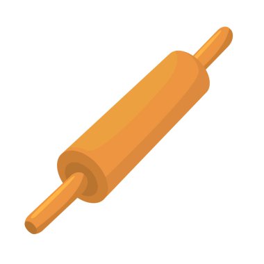 Yuvarlanan pin vektör simgesi, mutfak servis aletleri illüstrasyonu, merdane tokası sanatı, fırın aracı düz çizim