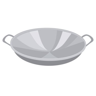 Wok şarjör sanatı, tava vektör simgesi, mutfak tenceresi klipsi, çift kulplu tava