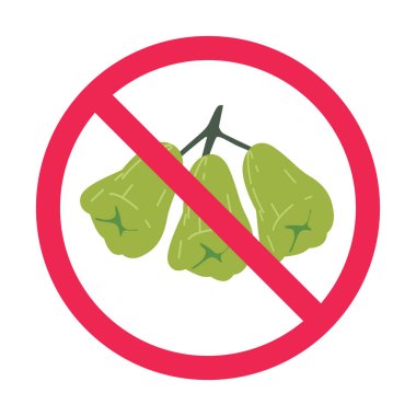 Yeşil su elması işareti yok, yasak çan meyvesi tabelası, su elması yasak sembol, yeşil java elması yemeyin.