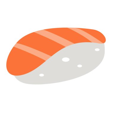 Beyaz arka planda izole edilmiş suşi vektör çizimi, nigiri suşi klipsi sanatı, Japon yemek ikonu.