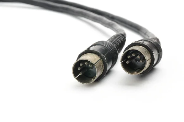 Cable Analógico Estéreo Con Enchufe Estándar Din Fondo Blanco Aislado — Foto de Stock