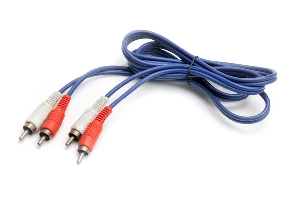 Stereo Analog Cable Tulip Rca Jack Standard Plug Isolated White — Stock Photo, Image