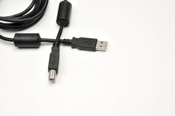 Usb Usb Male Printer Cable Isolated White Backgroun — Stock Photo, Image