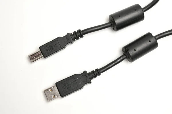 Usb Usb Male Printer Cable Isolated White Backgroun — Stock Photo, Image