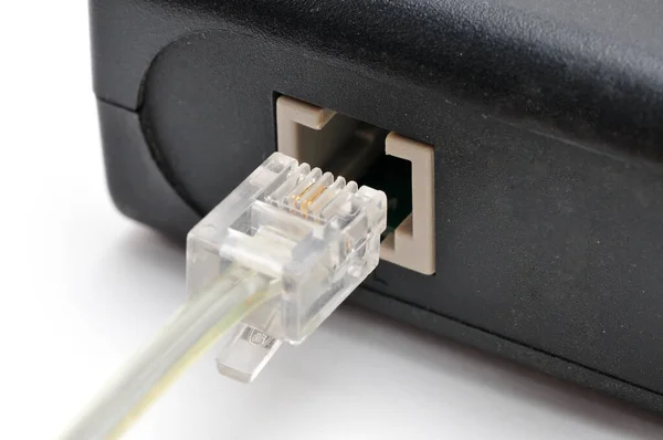 Kabel Konektorem Pro Telefonní Linku Izolovaném Bílém Pozadí — Stock fotografie