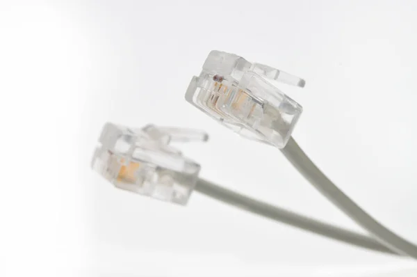 Cable Con Enchufe Para Una Línea Telefónica Fondo Blanco Aislado —  Fotos de Stock