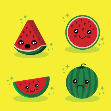 Tatlı bir çizgi film karakteri karpuz - yaz tatili