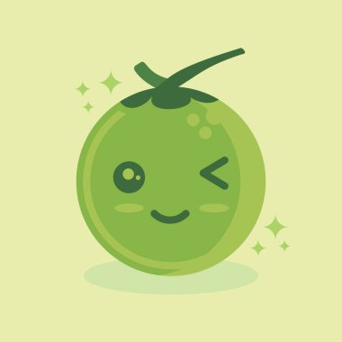 Şirin yeşil mutlu hindistan cevizi karakteri