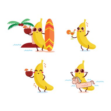 Bir dizi yaz çizgi filmi. vektör illüstrasyonu