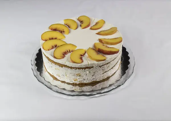 Torta Fatta Casa Girato Sotto Luce Artificiale — Foto Stock