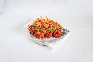 Freshly prepared food/dish in a restaurant to takeaway clipart