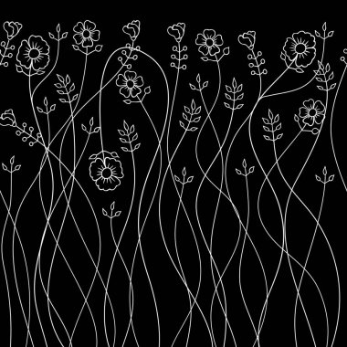 Vektör arka plan ile çizilmiş çiçek ver. (Seamless modeli).
