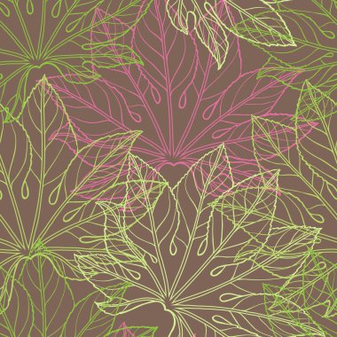 Yaprakların vektörsüz deseni.