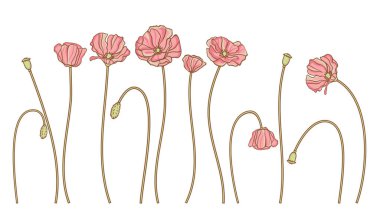 vektör el çizmek çiçek kümesi üzerinde beyaz izole.