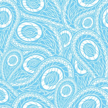 paisley - vektör çizim ile mavi seamless modeli.