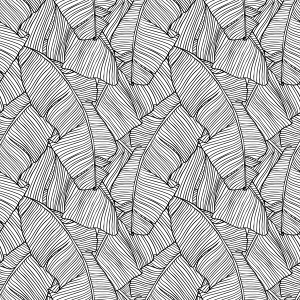 Seamless pattern with leaves of palm tree.