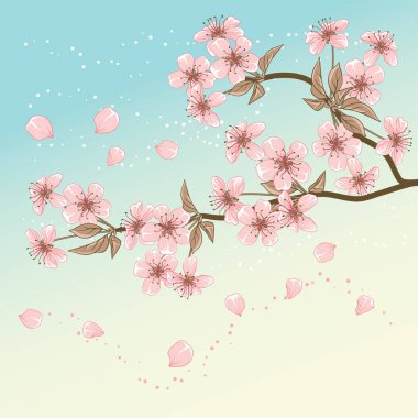 Tarzlı vektör kiraz çiçekli kart.