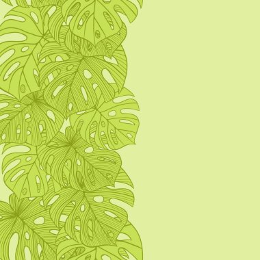Palmiye yapraklarının vektör çizimi. Kusursuz desen.