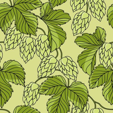 yeşil zemin, vektör çizim üzerine hop süsleme.